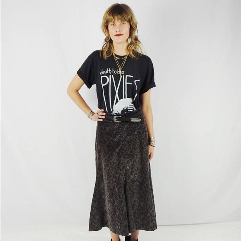 60's Velvet Paisley Maxi wTrumpet Skirt 28 waist